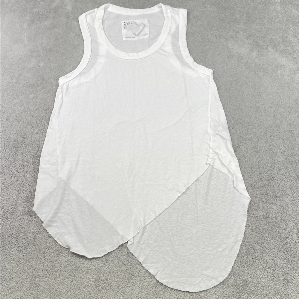 Frank & Eileen XS 100% Cotton White Curve Hem Tank Top Teeโ Lab USA